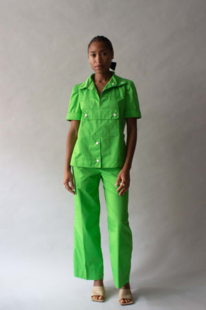 Courreges Green Cotton Pantsuit
