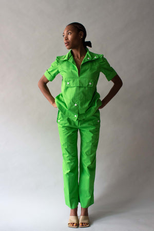 Courreges Green Cotton Pantsuit
