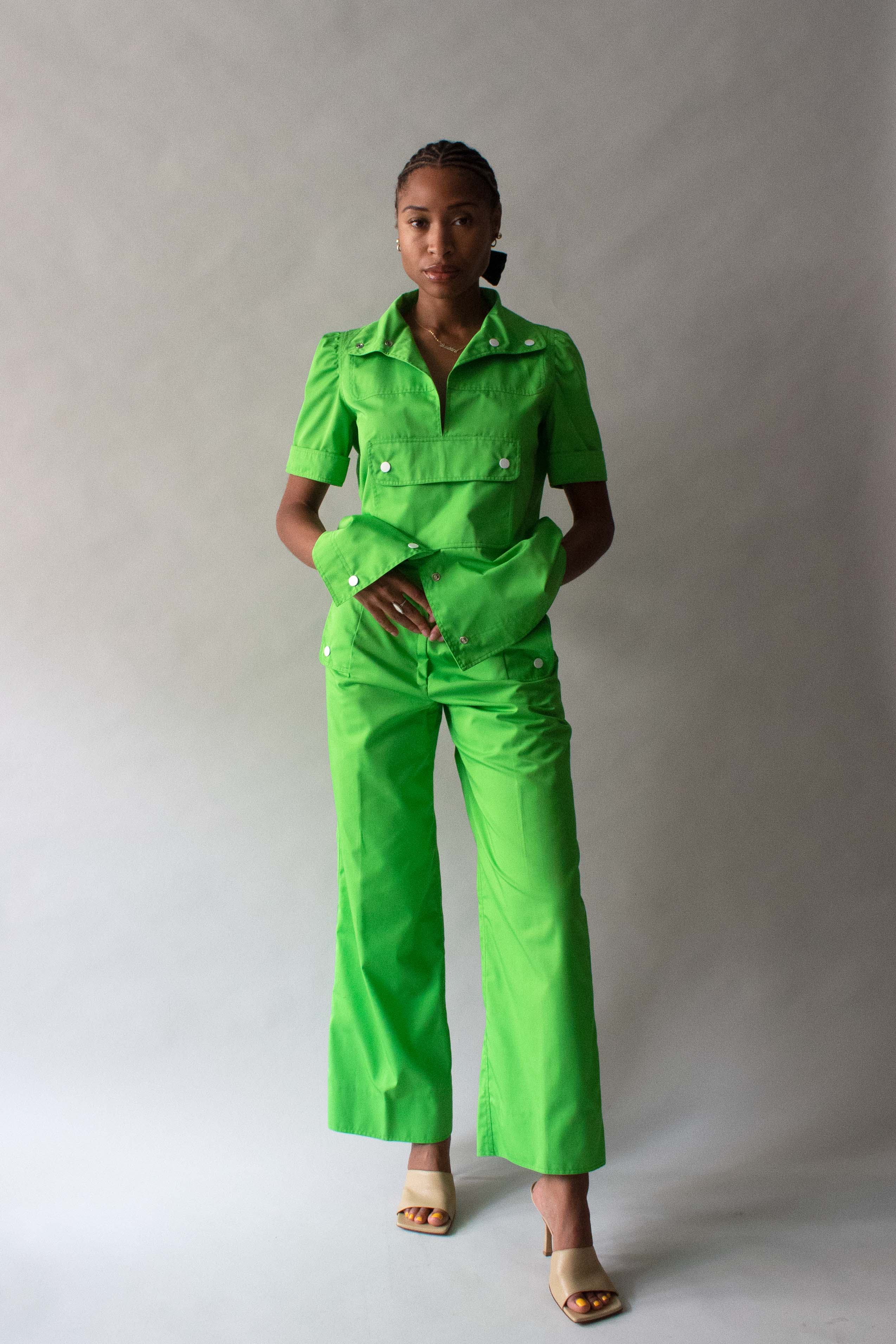 Courreges Green Cotton Pantsuit