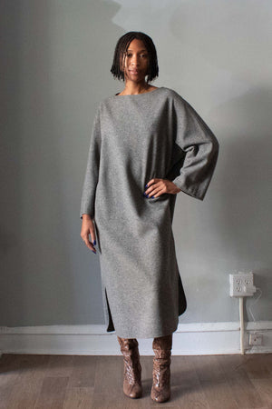 Halston Grey Wool Midi Dress