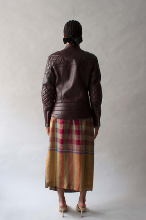 Celine by Phoebe Philo Burgundy Leather Biker Jacket
