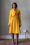 Donald Brooks Sunflower Yellow Wool Midi Dress