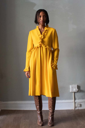 Donald Brooks Sunflower Yellow Wool Midi Dress