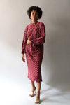 Halston Burgundy Patterned Silk Bias Cut Dress