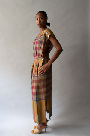 Perry Ellis Plaid Linen Dress