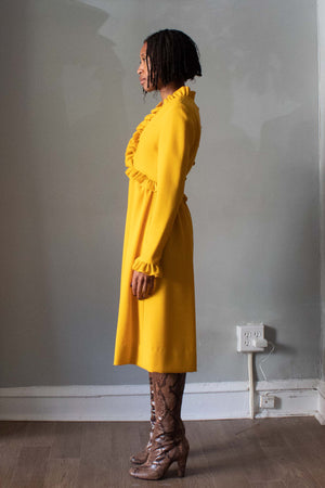 Donald Brooks Sunflower Yellow Wool Midi Dress