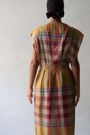 Perry Ellis Plaid Linen Dress