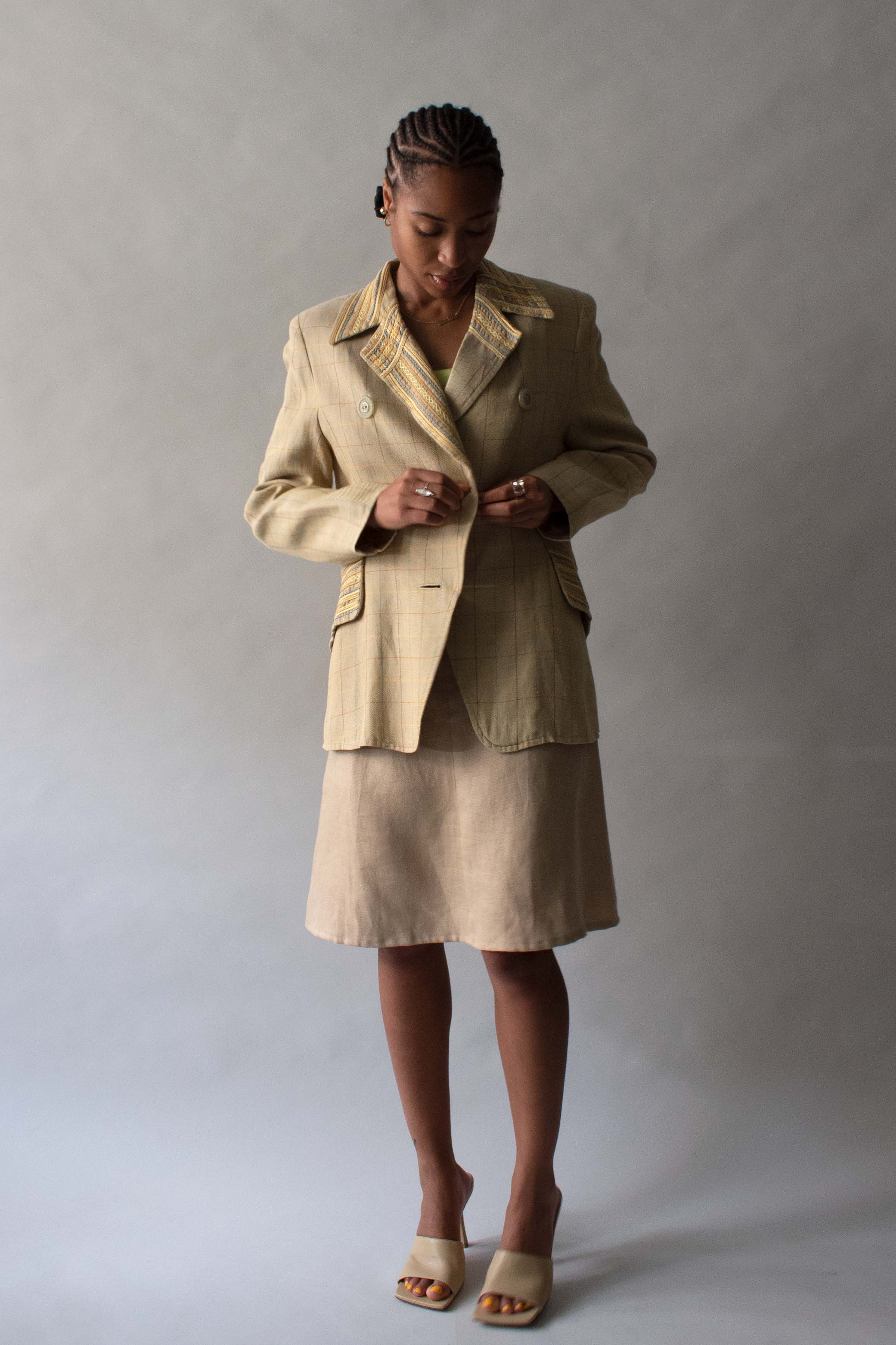 Christian Lacroix Brown Geometric Cotton Blazer
