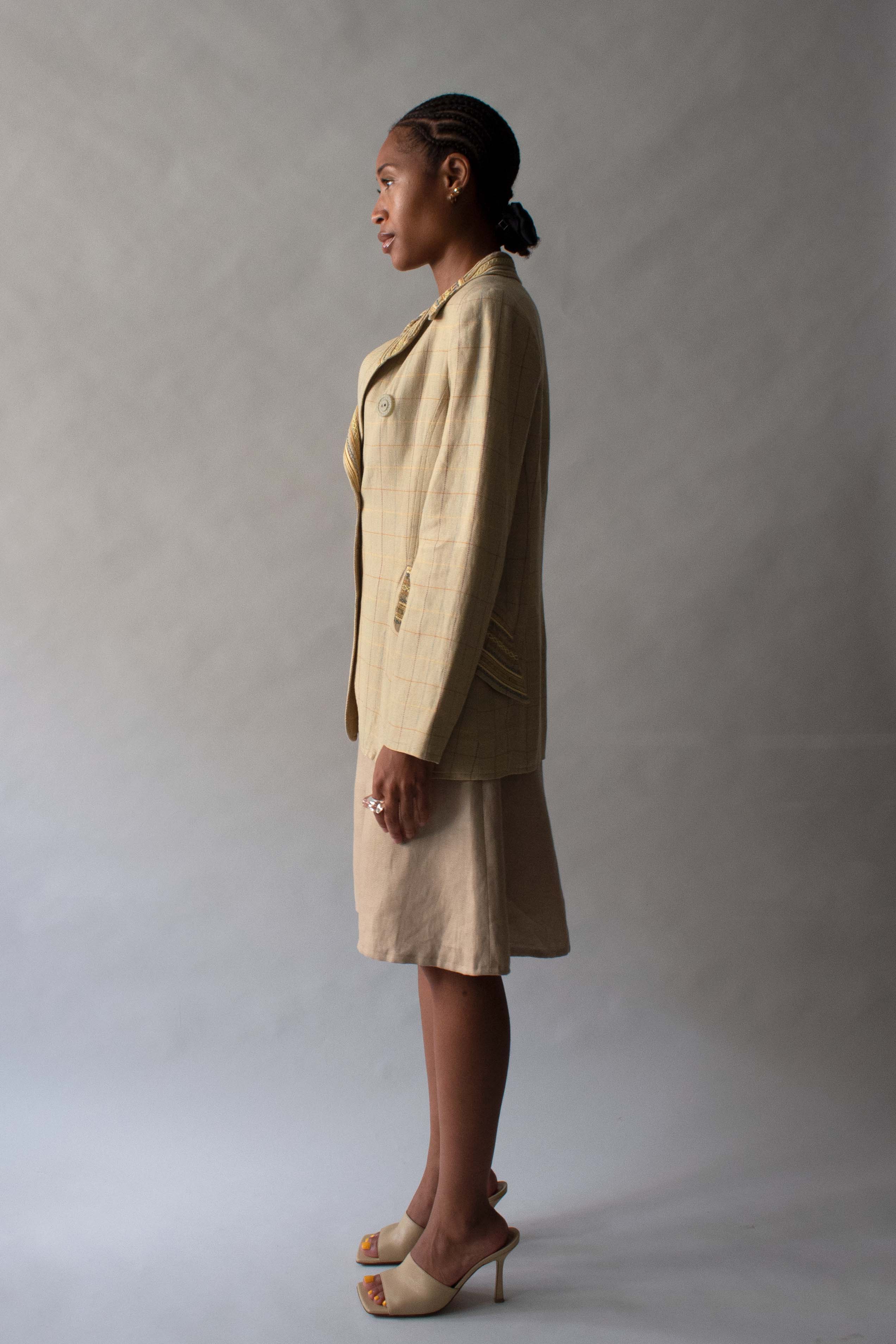 Christian Lacroix Brown Geometric Cotton Blazer
