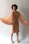 Halston Nude Silk Capelet Dress