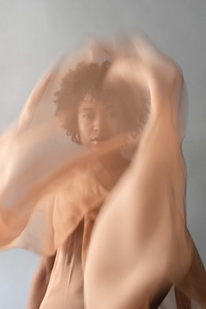Halston Nude Silk Capelet Dress
