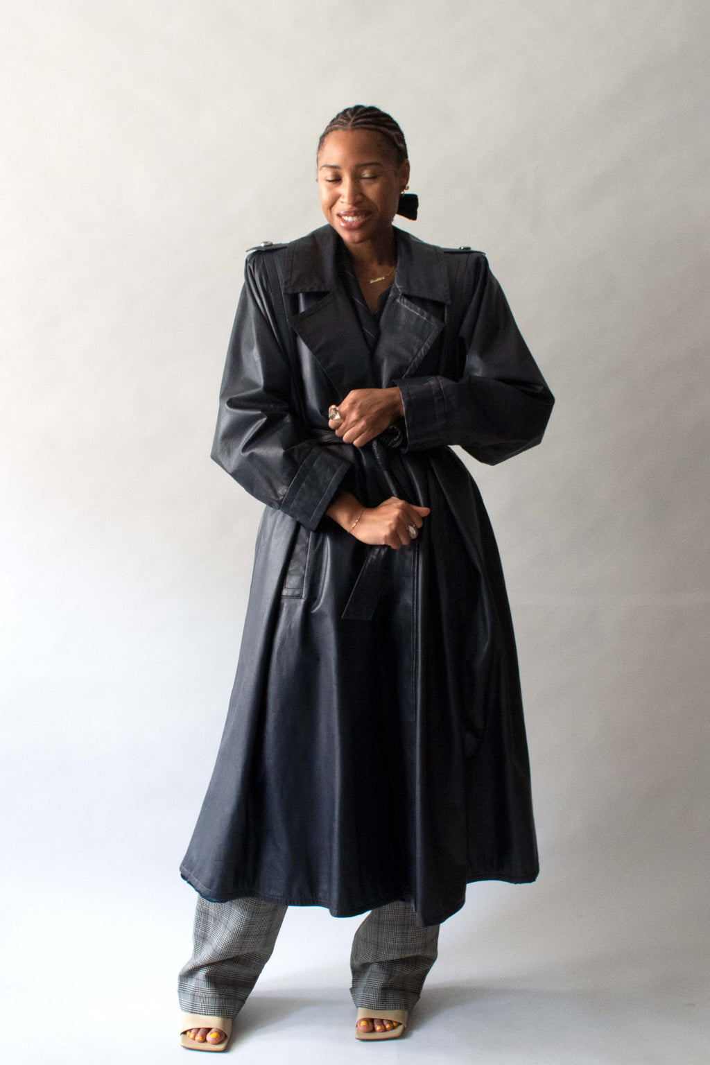 Yves Saint Laurent Deep Navy Leather Trench