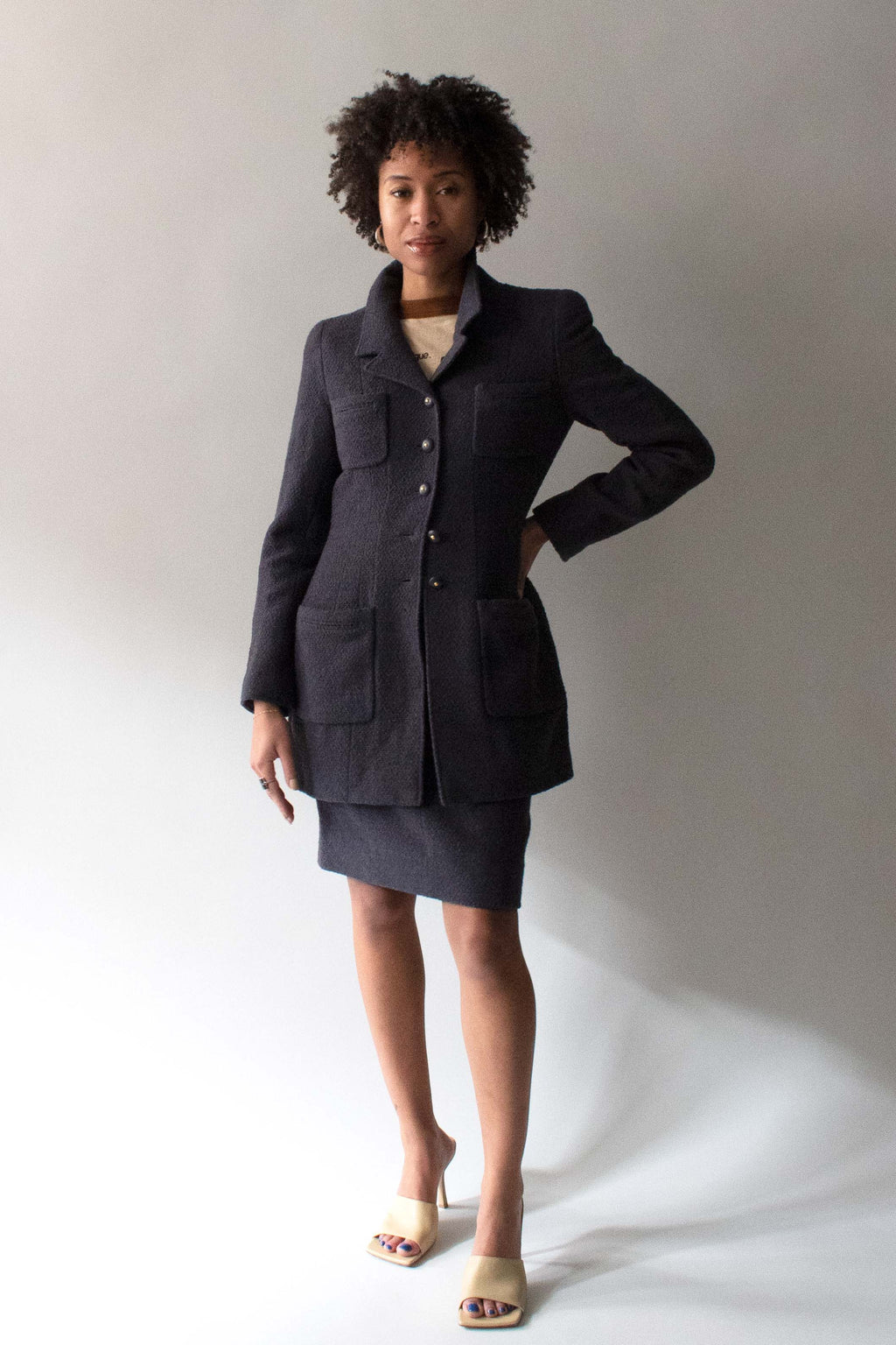 Chanel 1995 Purple Wool and Silk Suit