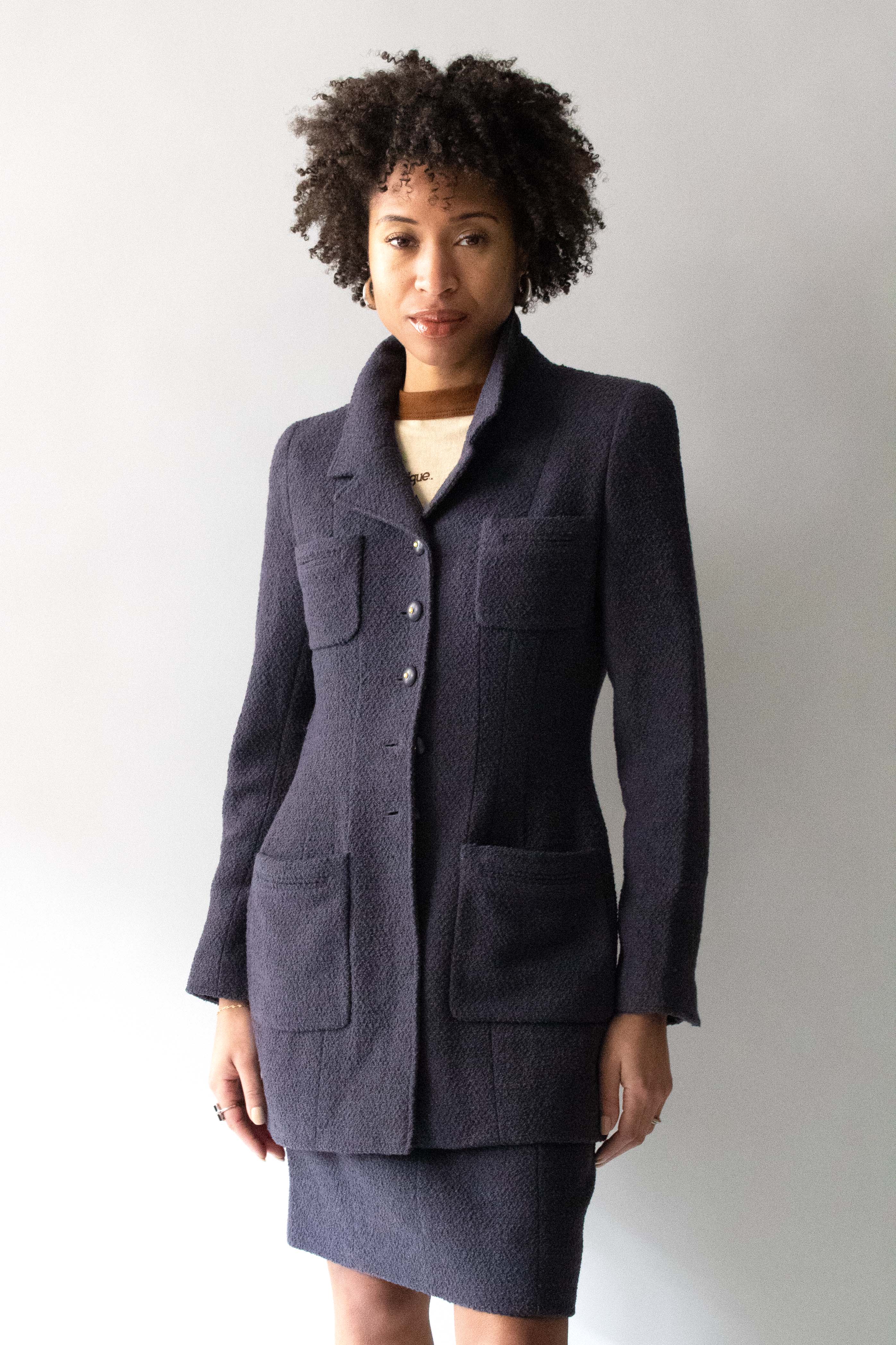 Chanel 1995 Purple Wool and Silk Suit