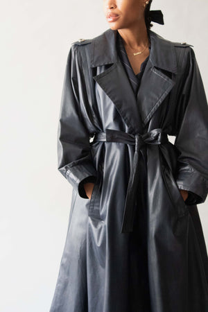 Yves Saint Laurent Deep Navy Leather Trench