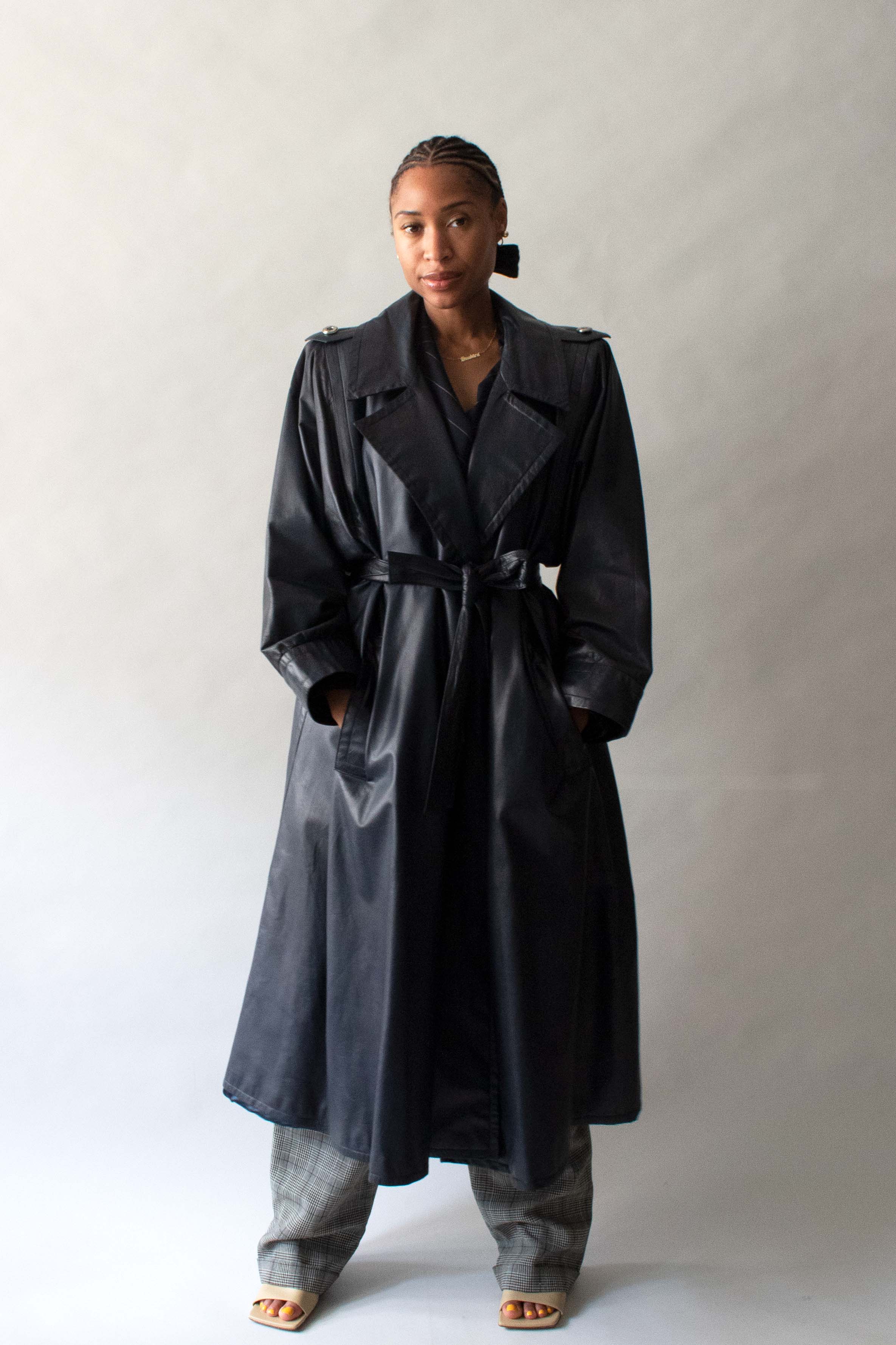 Yves Saint Laurent Deep Navy Leather Trench
