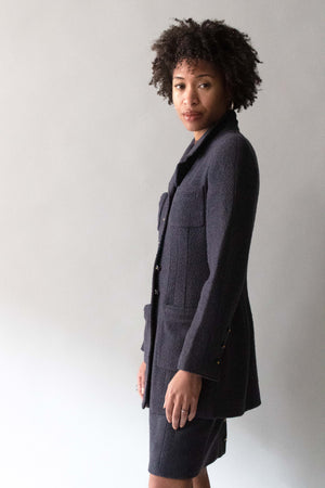 Chanel 1995 Purple Wool and Silk Suit