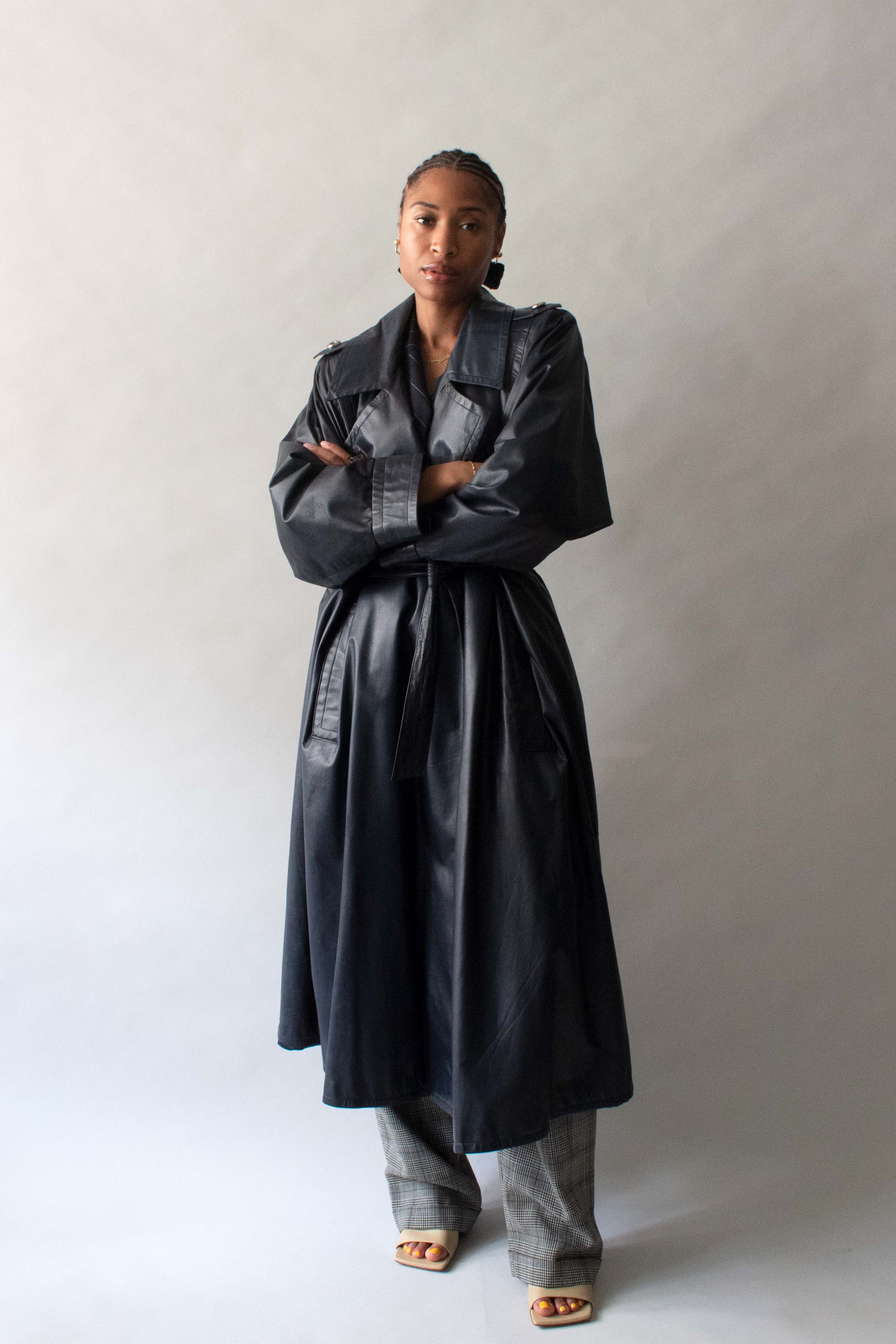 Yves Saint Laurent Deep Navy Leather Trench
