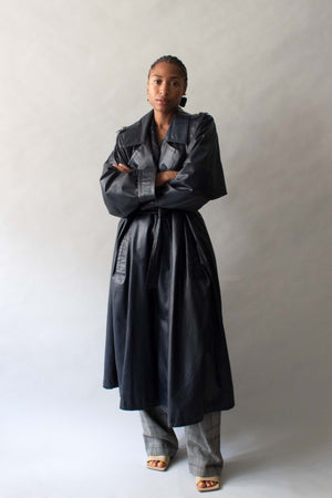 Yves Saint Laurent Deep Navy Leather Trench