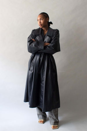 Yves Saint Laurent Deep Navy Leather Trench