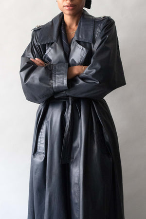 Yves Saint Laurent Deep Navy Leather Trench
