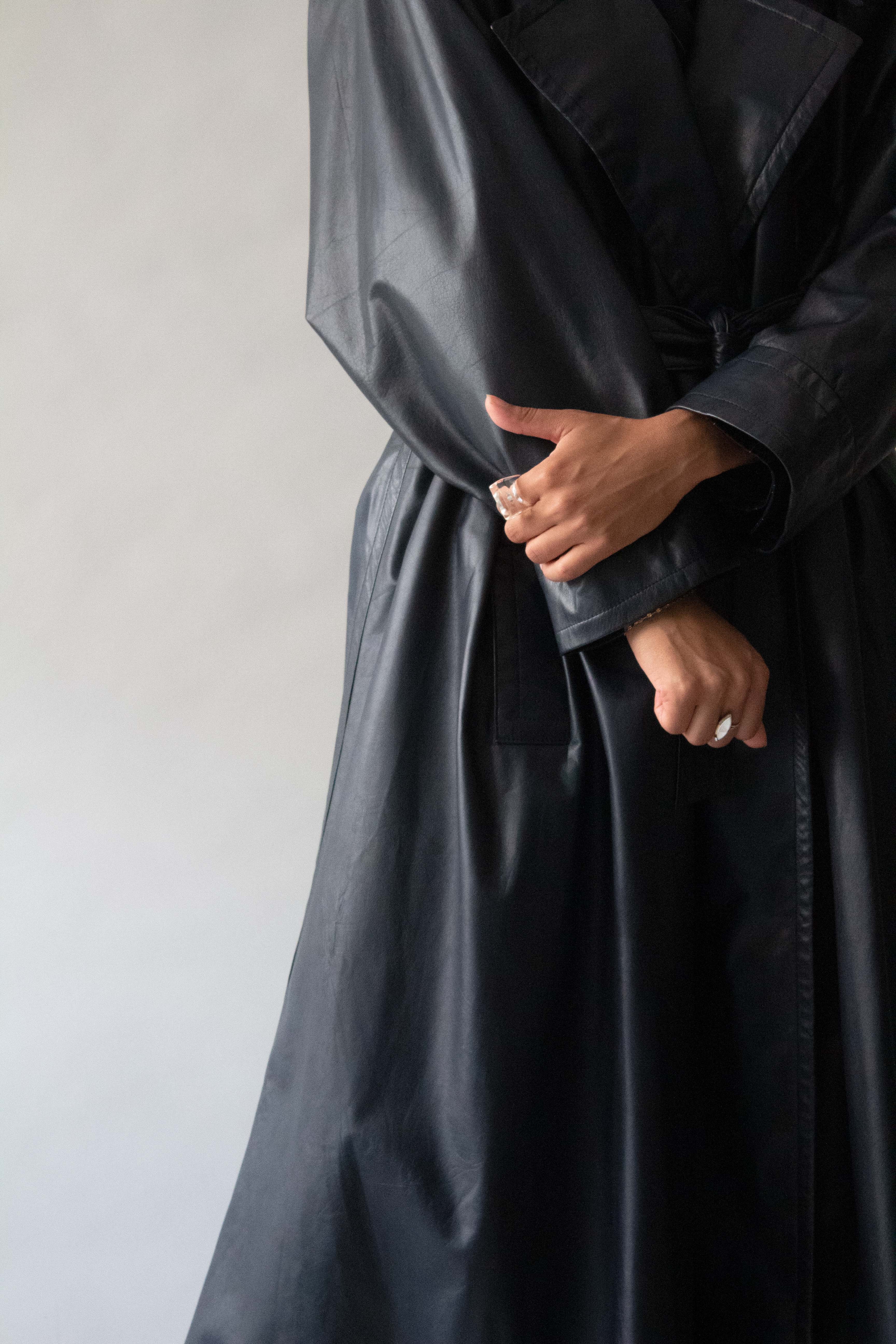 Yves Saint Laurent Deep Navy Leather Trench