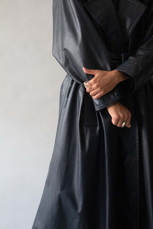 Yves Saint Laurent Deep Navy Leather Trench