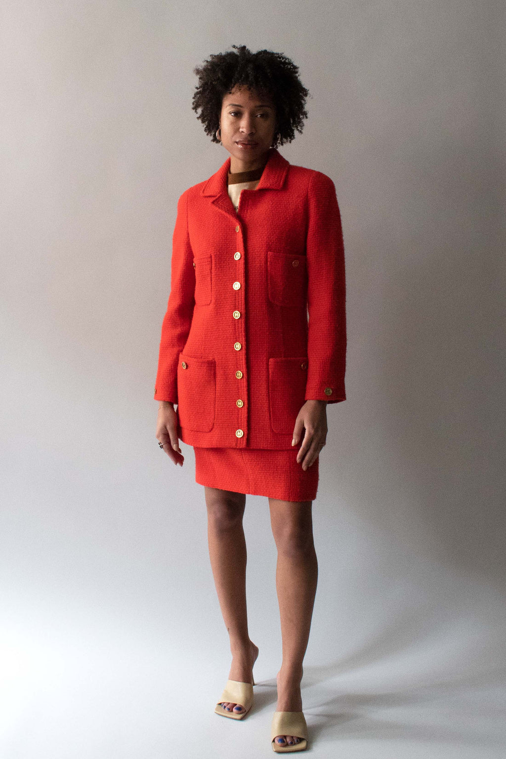 Chanel Orange Fall 1991 Wool and Silk Suit
