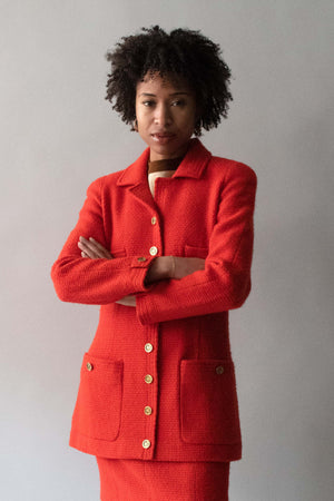Chanel Orange Fall 1991 Wool and Silk Suit