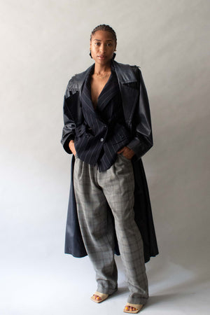 Yves Saint Laurent Deep Navy Leather Trench