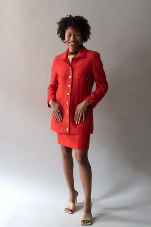 Chanel Orange Fall 1991 Wool and Silk Suit