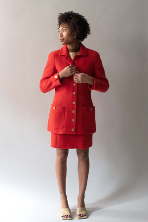 Chanel Orange Fall 1991 Wool and Silk Suit
