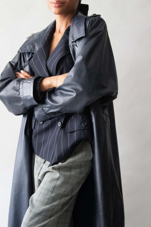 Yves Saint Laurent Deep Navy Leather Trench