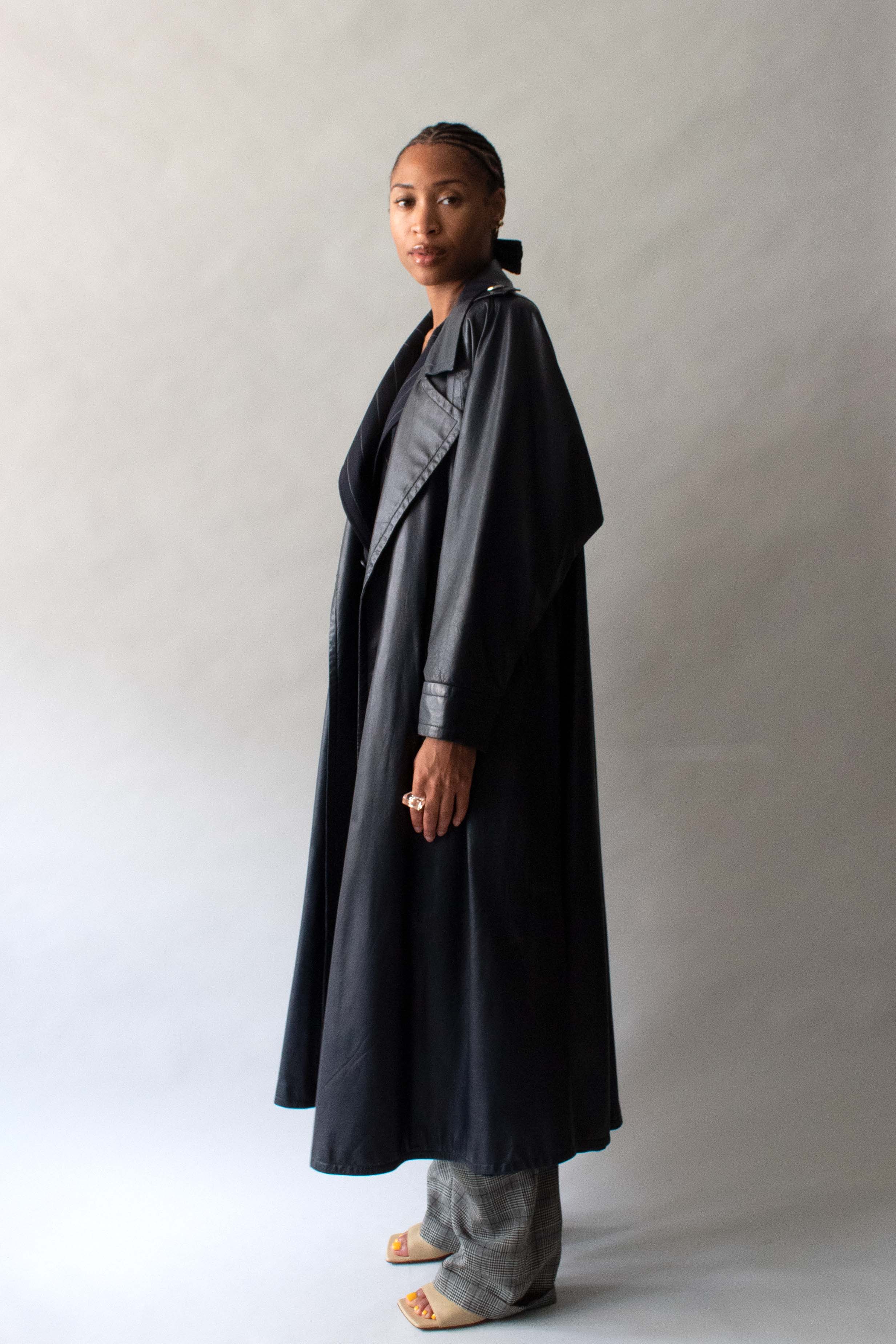 Yves Saint Laurent Deep Navy Leather Trench