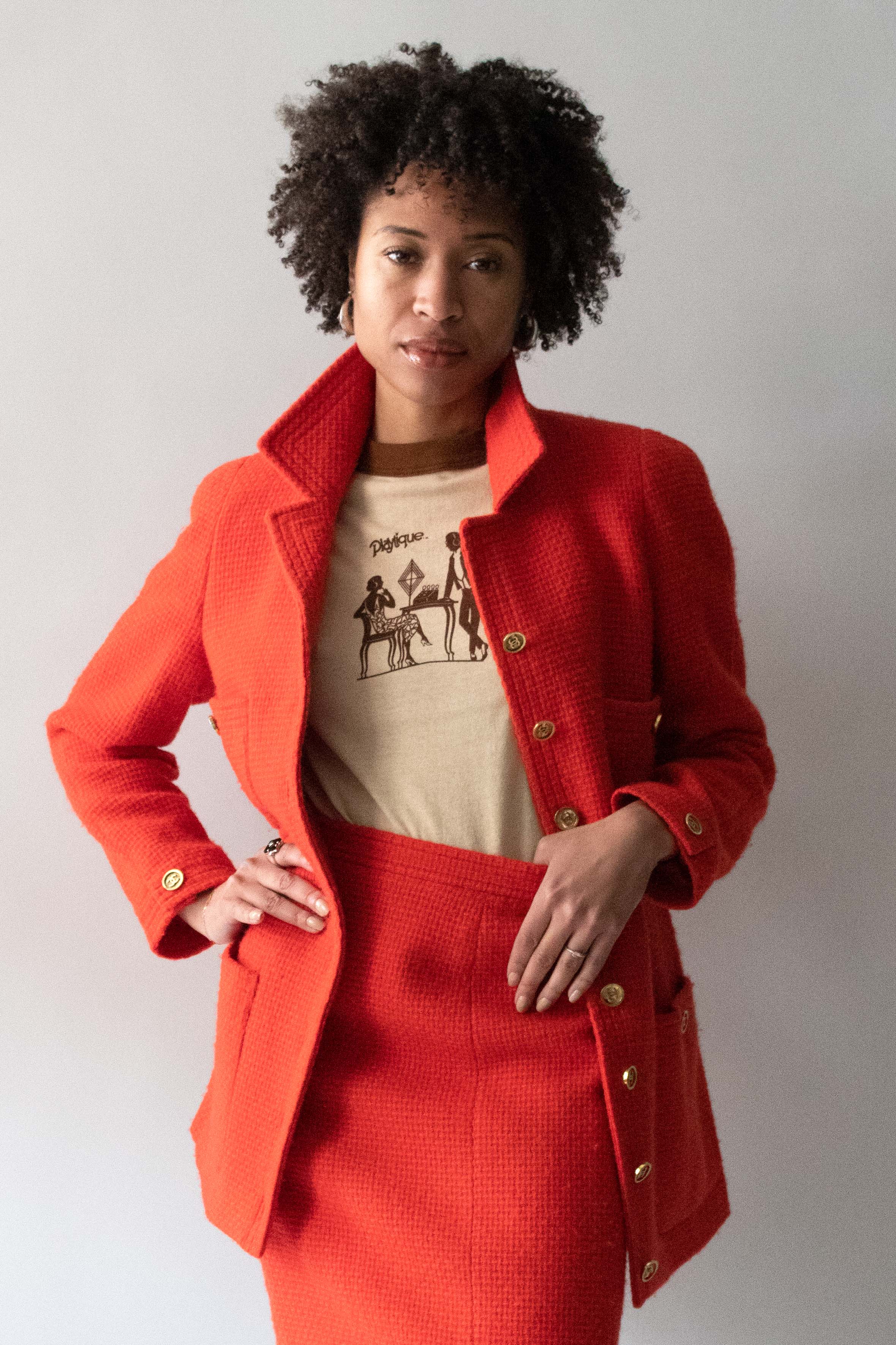 Chanel Orange Fall 1991 Wool and Silk Suit