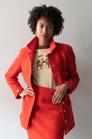 Chanel Orange Fall 1991 Wool and Silk Suit