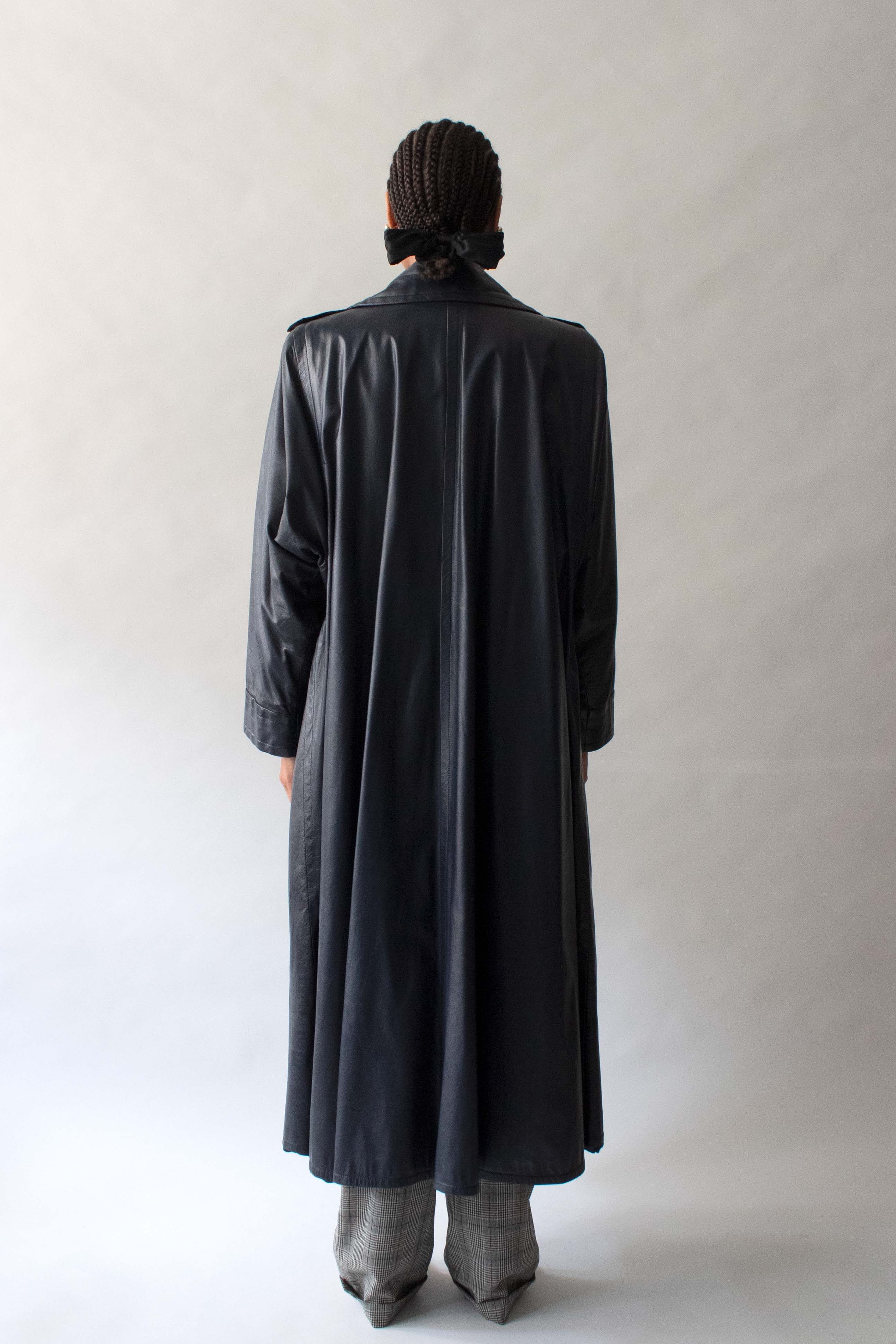 Yves Saint Laurent Deep Navy Leather Trench