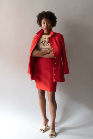 Chanel Orange Fall 1991 Wool and Silk Suit