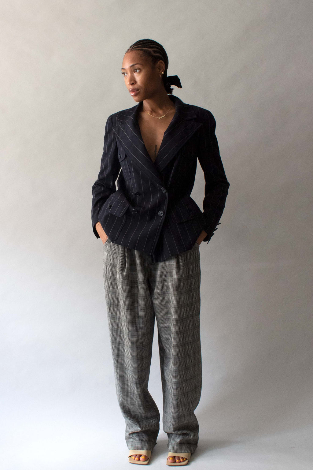 Chanel Navy Pinstripe Wool Blazer