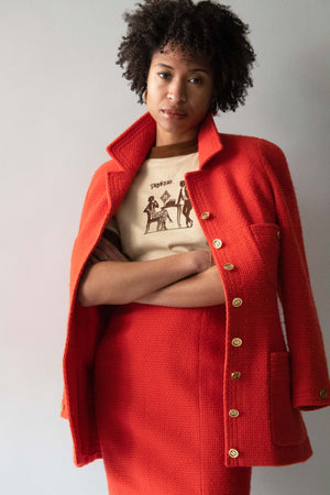 Chanel Orange Fall 1991 Wool and Silk Suit
