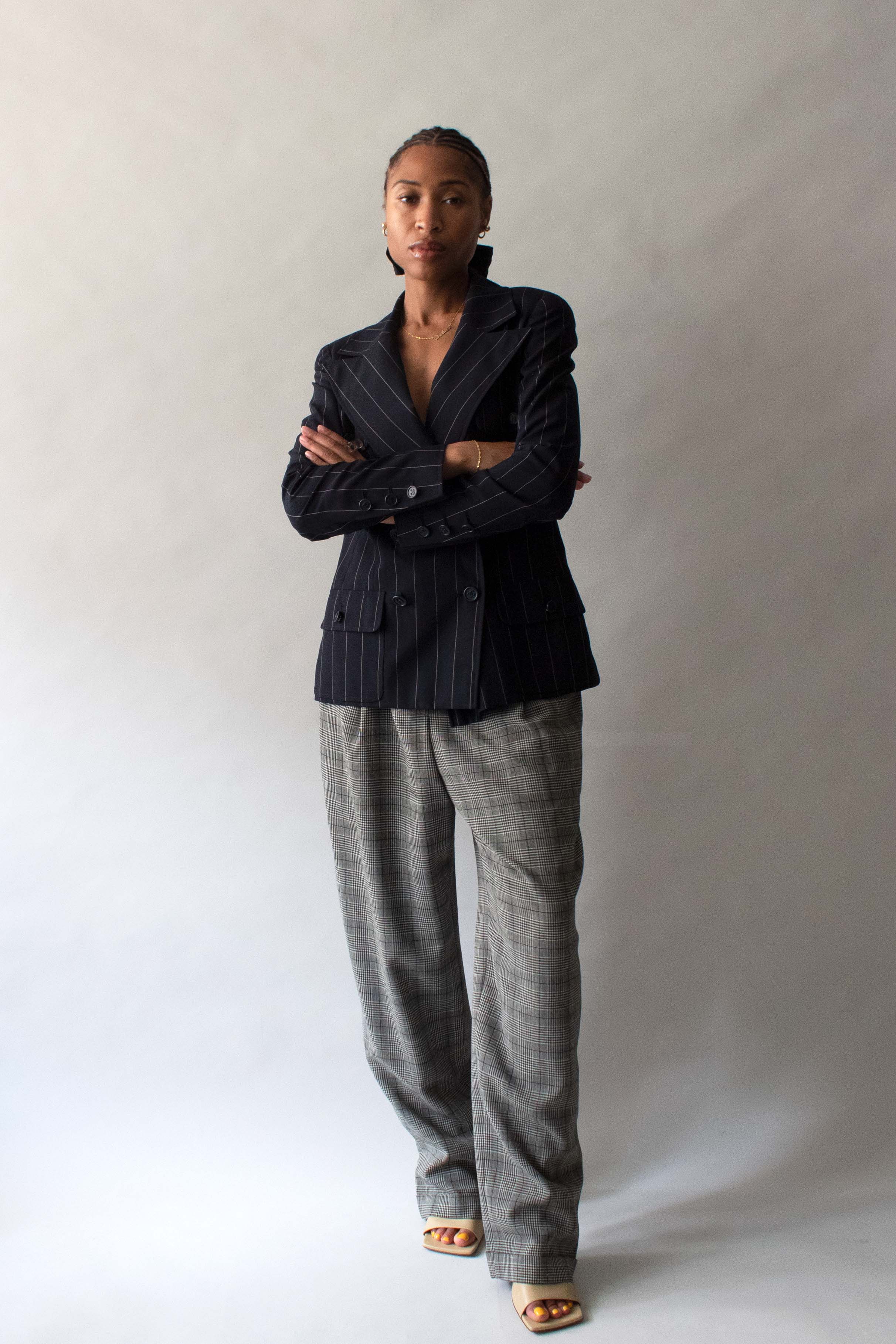 Chanel Navy Pinstripe Wool Blazer
