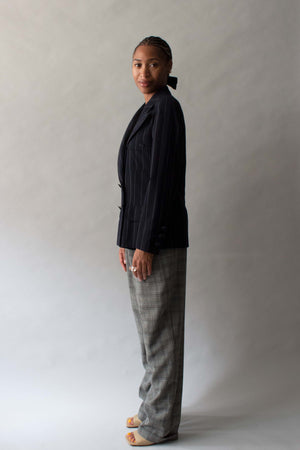 Chanel Navy Pinstripe Wool Blazer