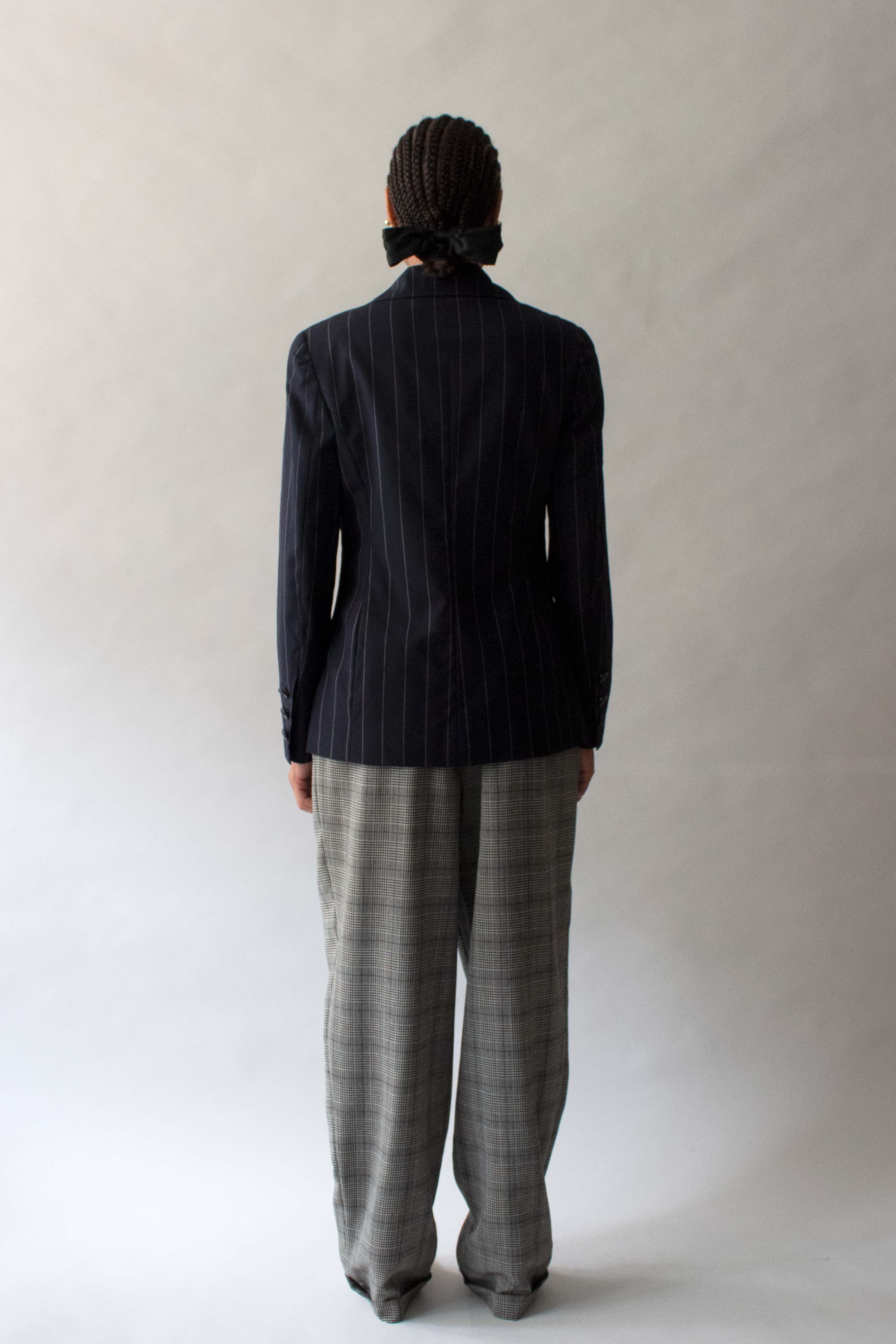 Chanel Navy Pinstripe Wool Blazer