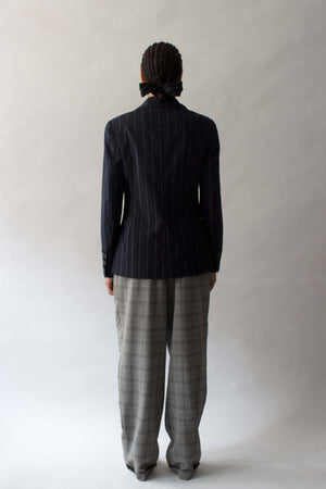 Chanel Navy Pinstripe Wool Blazer