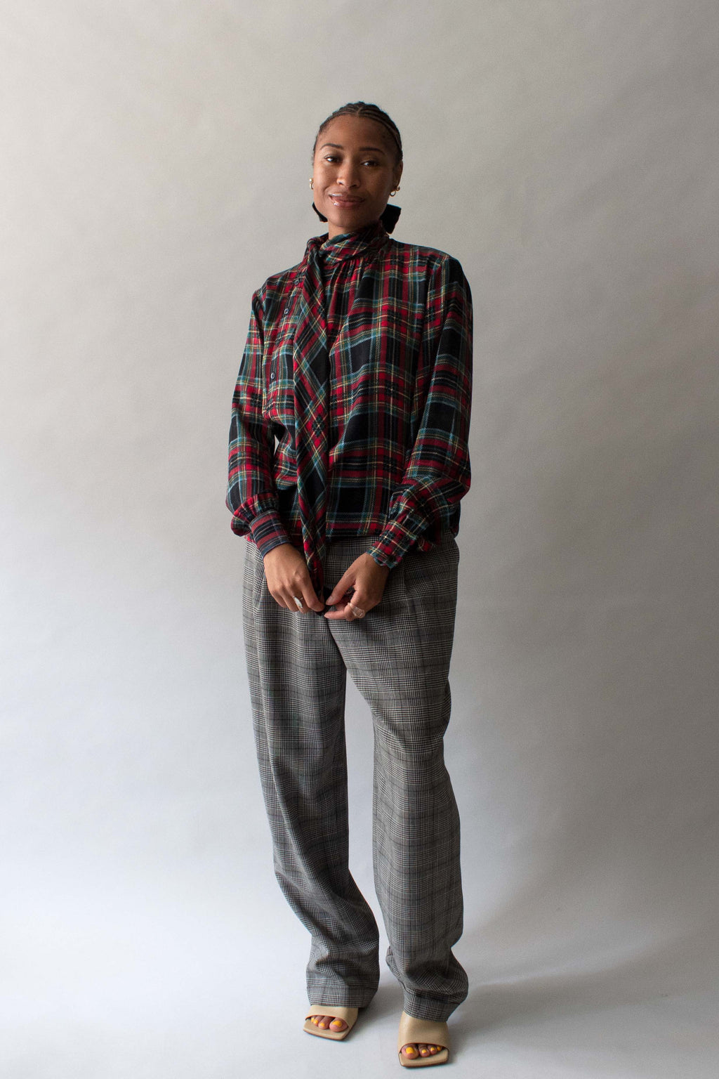Saint Laurent Tartan Silk Blouse