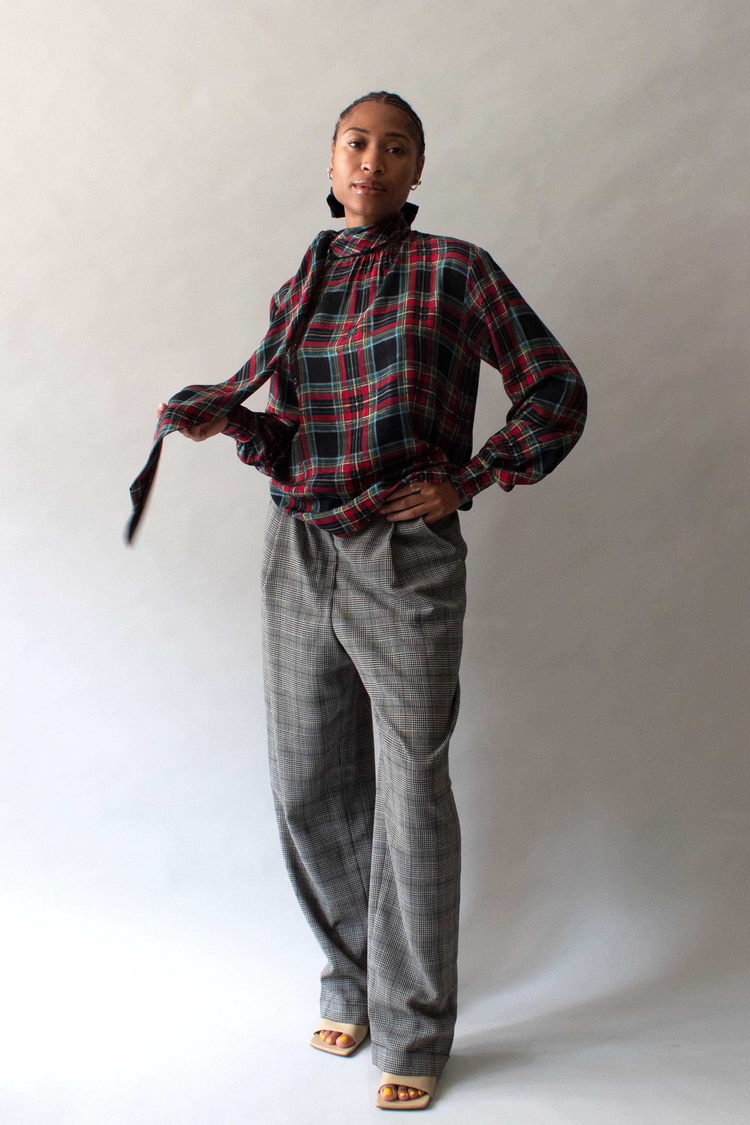 Saint Laurent Tartan Silk Blouse