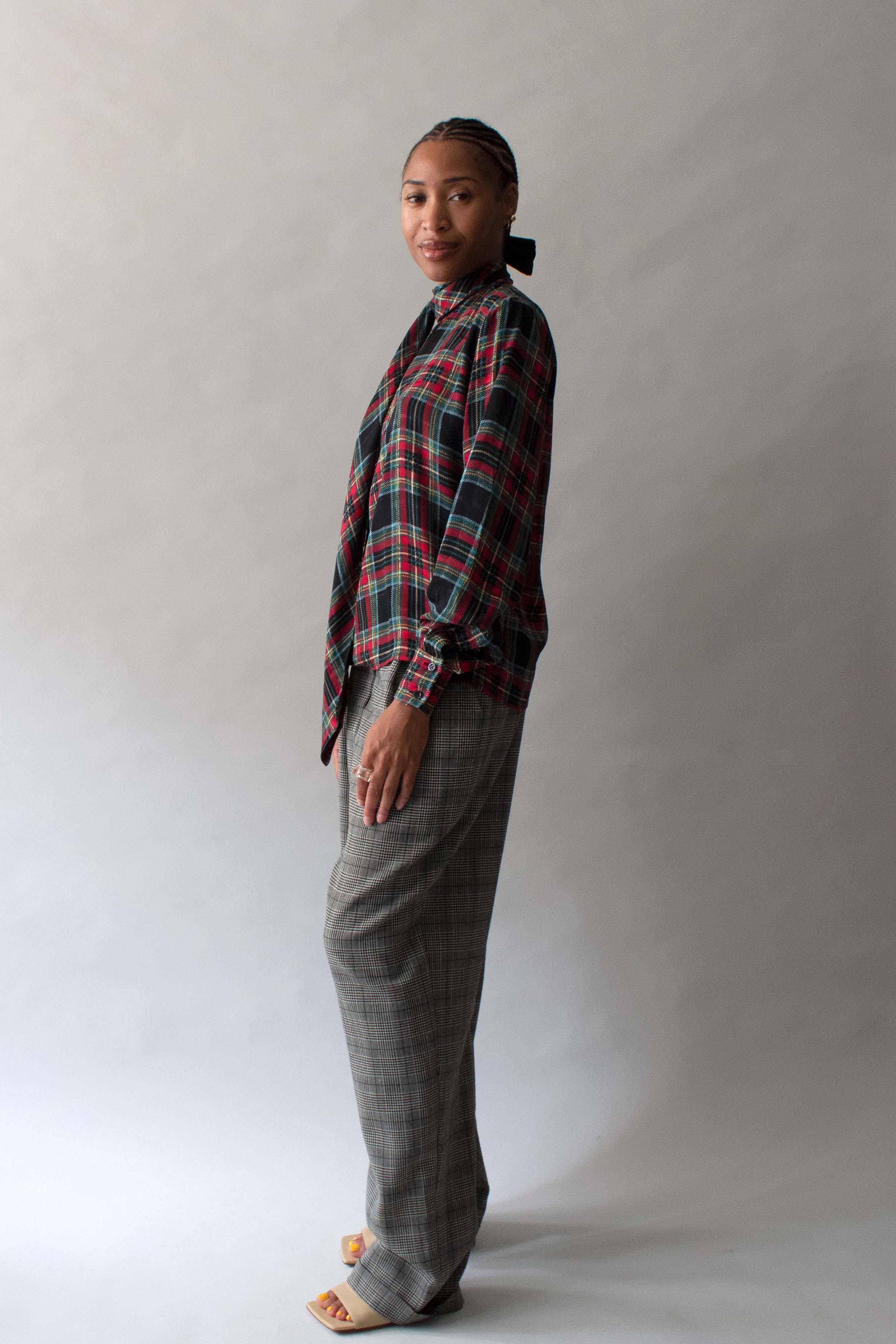 Saint Laurent Tartan Silk Blouse