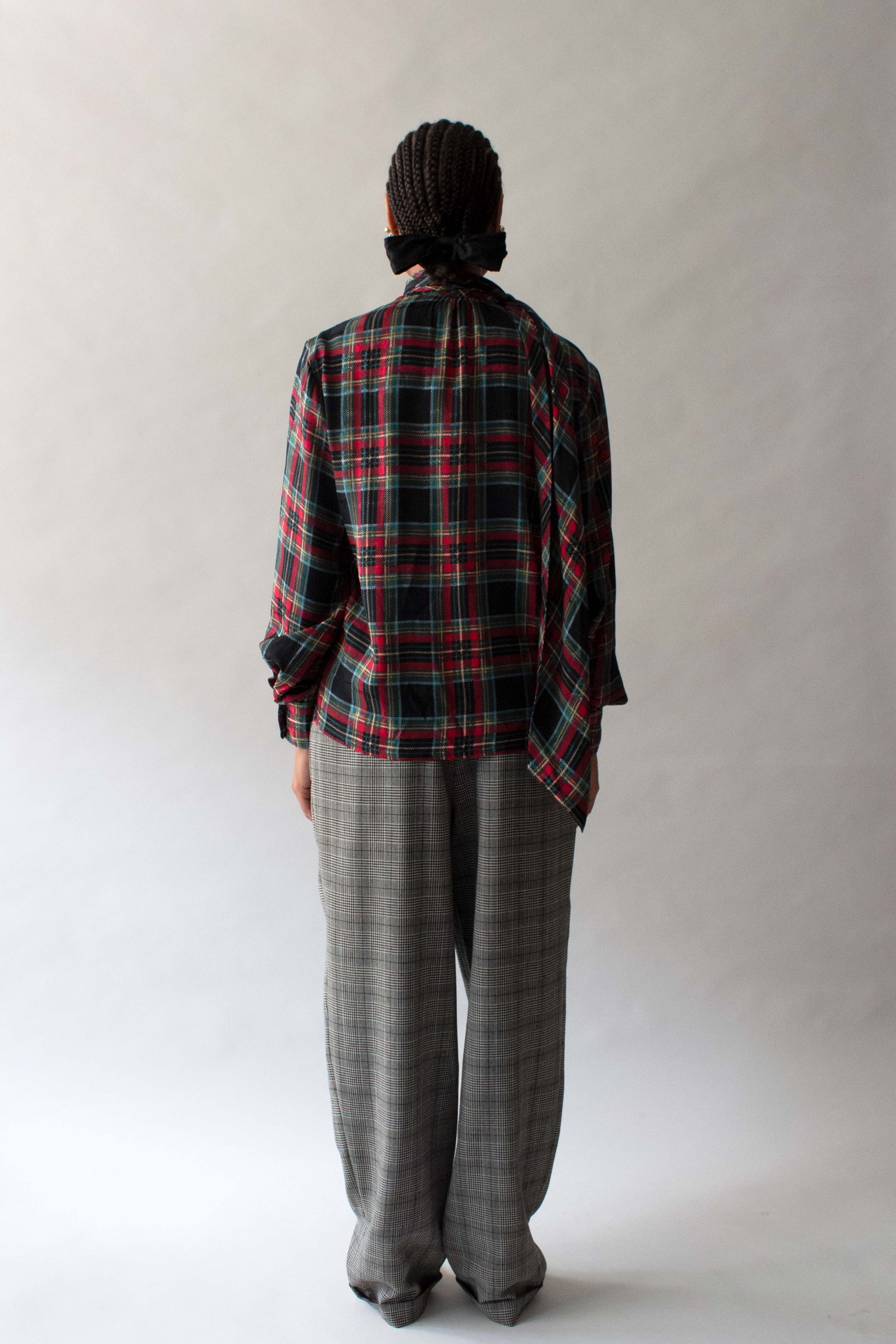 Saint Laurent Tartan Silk Blouse