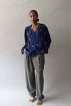 Ossie Clark Blue Crepe Floral Print Blouse