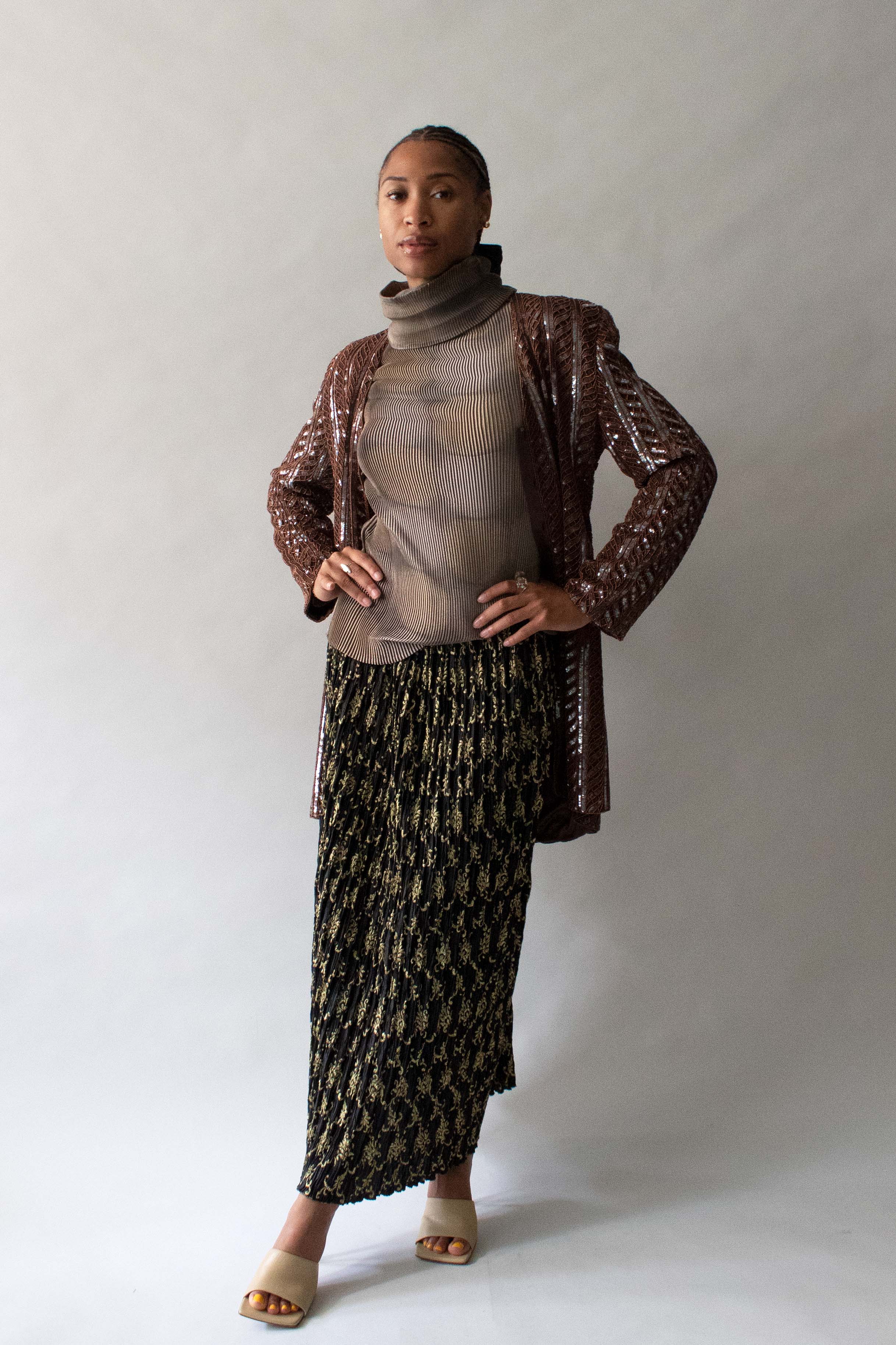 Giorgio Armani Brown Sequin and Beaded Jacket